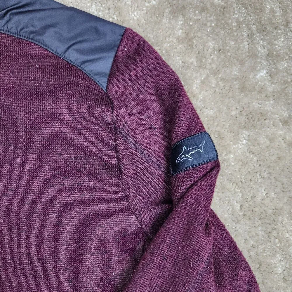 GREG NORMAN For Tasso Elba Sweater Mens Size L Burgundy Pullover Thermal A319